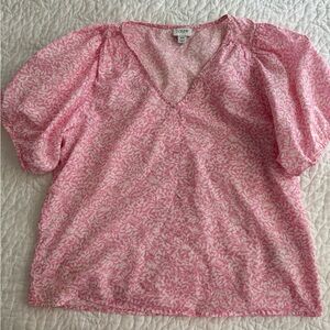 J. Crew Pink Leaf Pattern Blouse